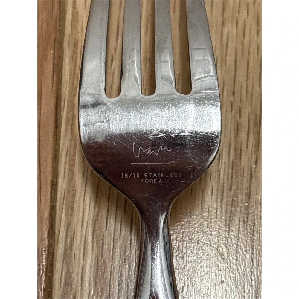 Midcentury Modern 18/10 Stainless Korea‎ Black Handle Forks